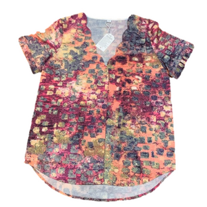 Colorful button down blouse new size medium box 29